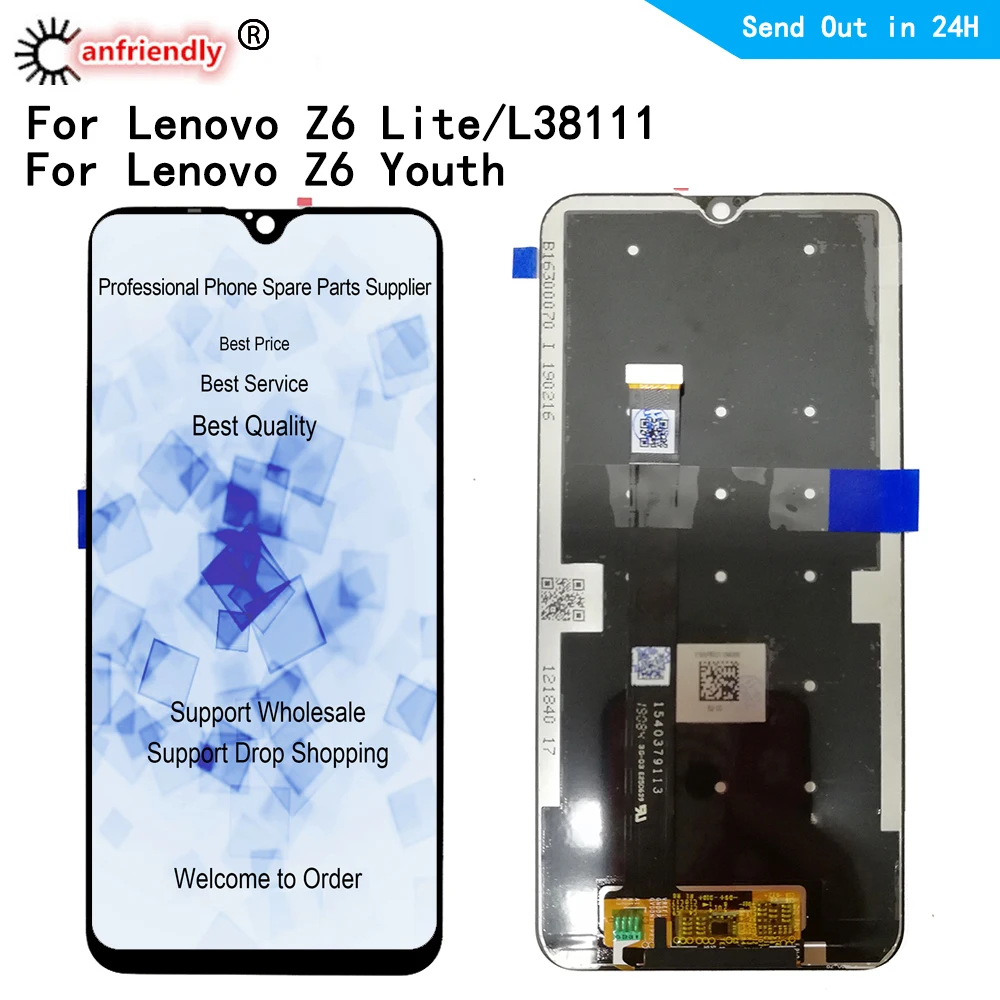 ЖК дисплей и тачскрин для Lenovo Z6 Youth / lite L38111 сменный дигитайзер в сборе запасные