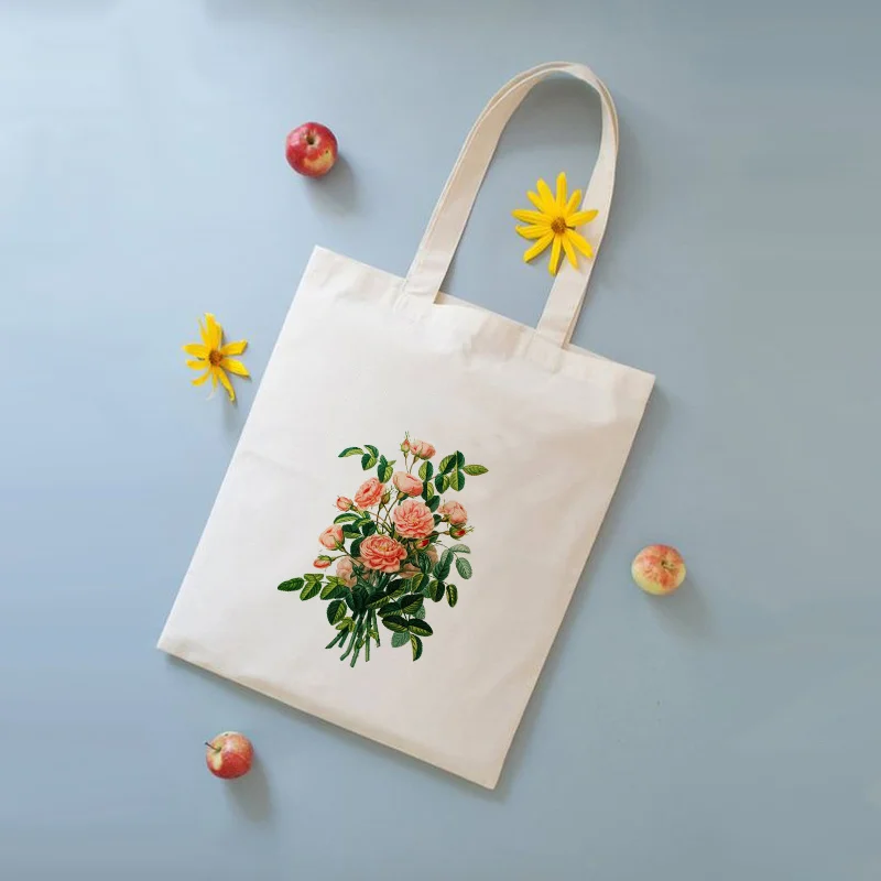 Цветочный принт сумка для покупок с логотипом ежедневное использование Сделай Сам холст эко многоразовая сумка рециркулирующая сумка для женщин