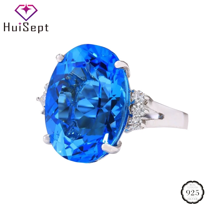 Модные кольца HuiSept для женщин серебро 925 пробы искусственный Сапфир драгоценный