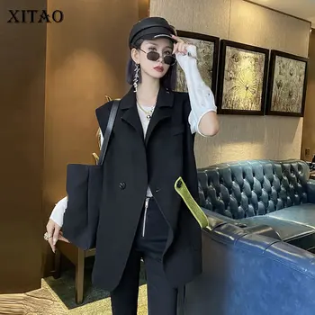 

XITAO Single Button Vest Women Fashion New Sleeveless Black Small Fresh Casual Minority Elegant Pocket 2020 Vest Top DZL2245