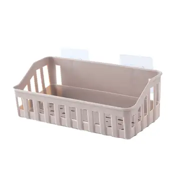 

1X New Container Kitchen Bathroom Basket Rack Shower Shelf Storage Suction Cups Shelfs plastic