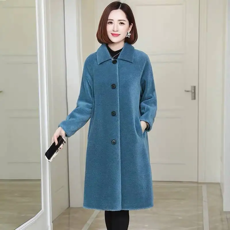 

2019 New Autumn Winter Women Real Sheep Shearing Fur Coat Female Genuine Wool Fur Outwear Lady Natural Wool Long Sleeve Jacket A