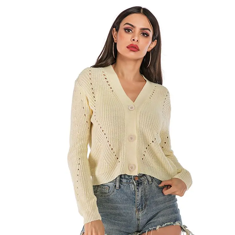 

V-neck Solid Color Cardigan Harajuku Style Women's Sweater Women's Outer Knit Sweater Womens Sweaters 2020 Winter