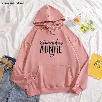 

Promoted To Auntie Women's hoodies Funny Casual long Sleeve sweatshirts New Aunt pullovers Aunt To Be hoodies