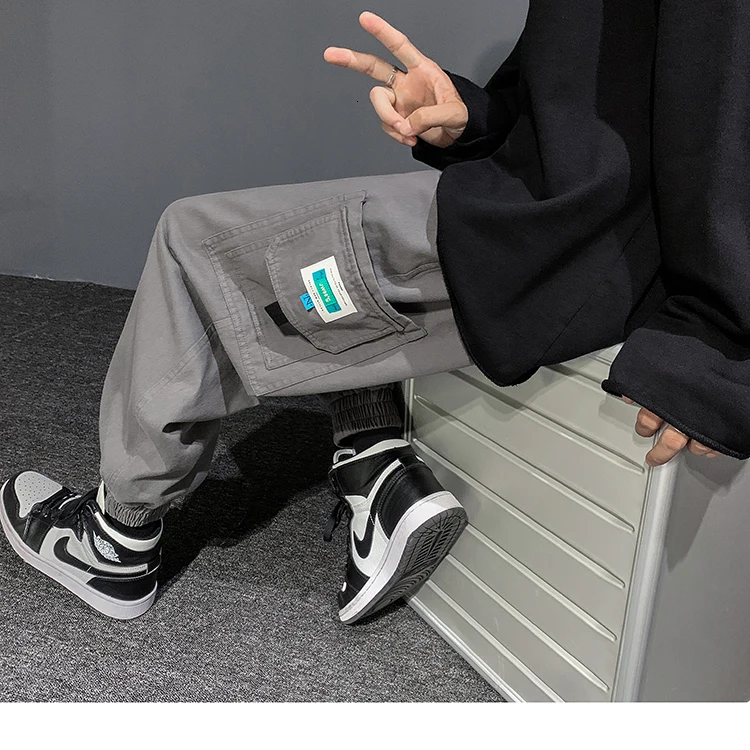 combat trousers Privathinker Large Size Men's Cargo Pants Fashion Brand Big Pocket Joggers Pants Loose Casual Harajuku Male Hip Hop Trousers plus size cargo pants