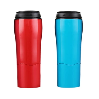 

2Pcs 550Ml Magic "Not Fall Down" Insulated Plastic Bottle Double Wall Travel Kettle Coffee Mug Balance Cups, Blue & Red