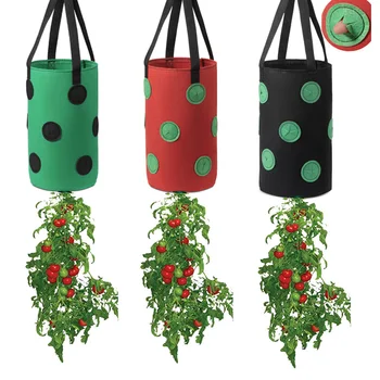

Growth Pot Folding Indoor Outdoor Balcony 13 Holes Vegetable Flower Backyard Hanging Container 3 Gallons Strawberry Planting Bag