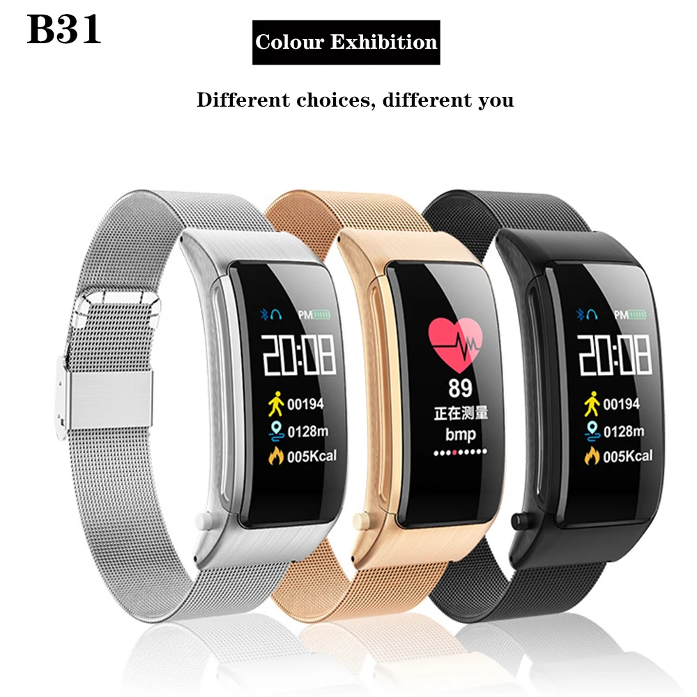 

B31 Smart Bracelet Sleep Monitoring Information Push Bracelet Bluetooth Headset 2-in-1 Answer Telephone VS Y3 Y5 Smart Bracelet