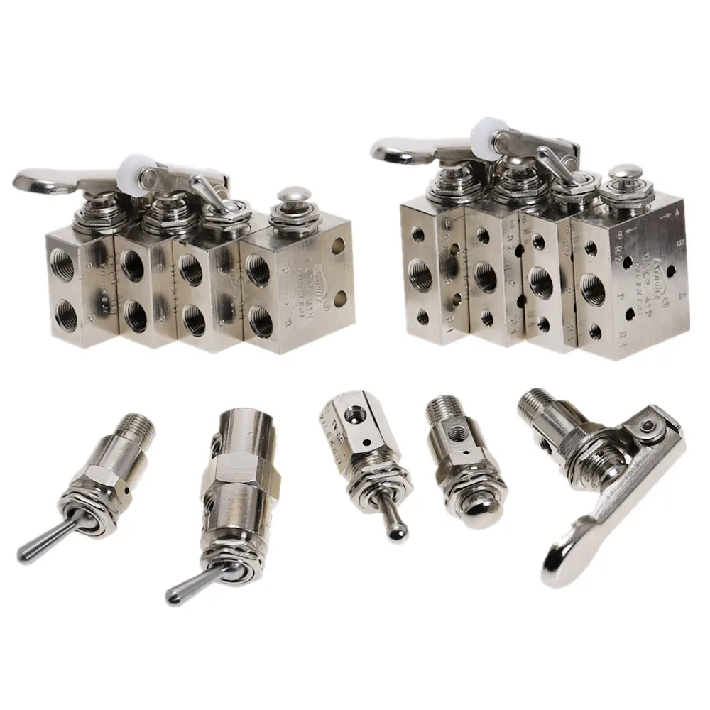 Valvola Pneumatica TAC-3P-34T 2 Vie 3 Porte | Ottone Nichelato Con Attacco 6 Mm E Filettatura M5 | 9MPa Di Pressione