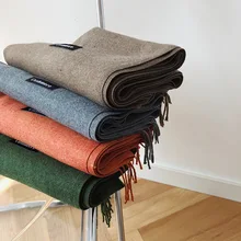 Имитация кашемира шарф женский Осень и зима сплошной цвет толстый теплый кисточкой нагрудник двойного назначения дикая длинная шаль