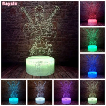 

Marvel Deadpool Thumbs Up Action Figure 7 Change Color Furniture Decorative Night Light Child Kids Boys Colorful Xmas Toys Gifts
