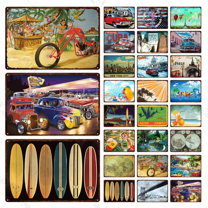 

Retro City Florida Shabby Chic Tin Sign Beach Metal Plate Wall Bar Restaurant Home Art Craft Decor 30X20CM