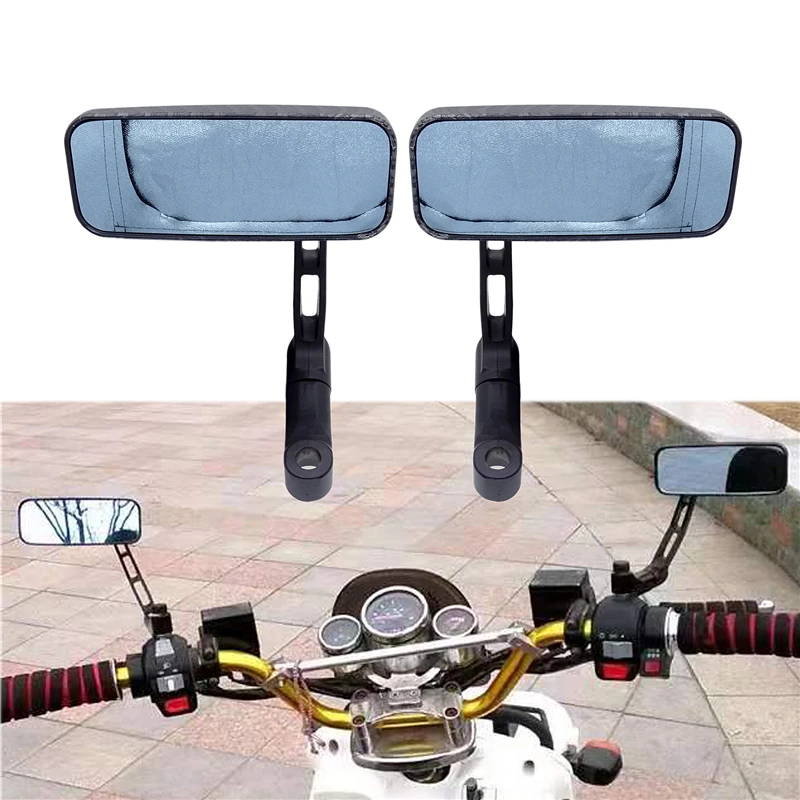 

1 Pair New Universal Motorcycle Durable Modified 360 Rotate Mirrors Rectangle Rear View Mirrors Black Thread Color