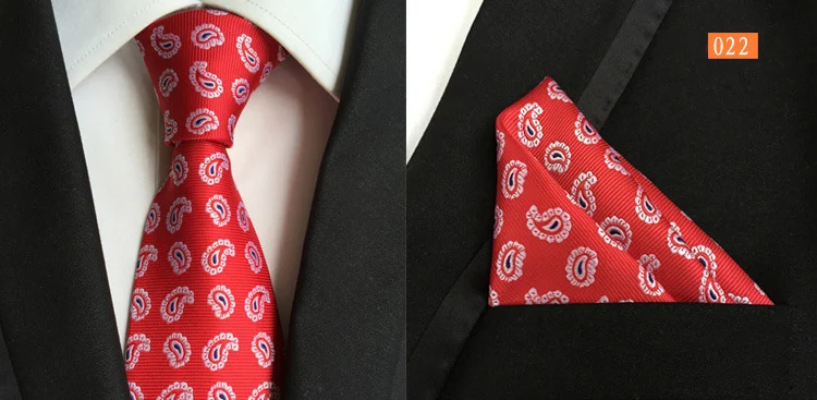 Ricnais Новая мода 8 см платок галстук набор Bule Красный Пейсли Полосатый шелковый галстук для мужчин бизнес Weddiong Формальные шеи галстуки
