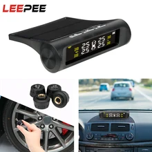 Leepee energia solar carro tpms sistema de monitoramento pressão dos pneus sistemas de alarme segurança automática digital display lcd sensor pressão dos pneus