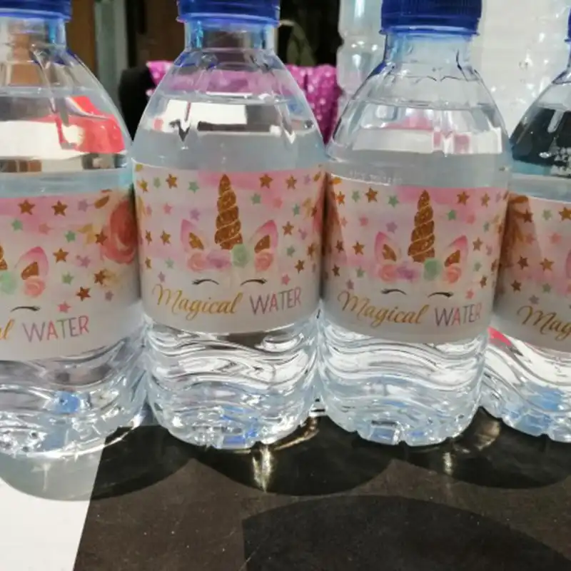 Autocollants Licorne Pour Bouteille D Eau Etiquette De Bouteille De Boisson Decoration De Fete D Anniversaire Pour Enfants Arc En Ciel 24 Pieces Aliexpress