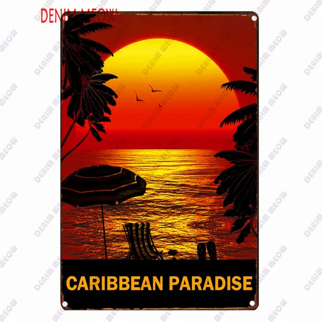 Beach Metal Sign Tin Vintage Summer Beach Plates Relax Metal Wall Sign Pool Tiki Bar Pub Seaside Ocean Happy Place Decoor WY161 20
