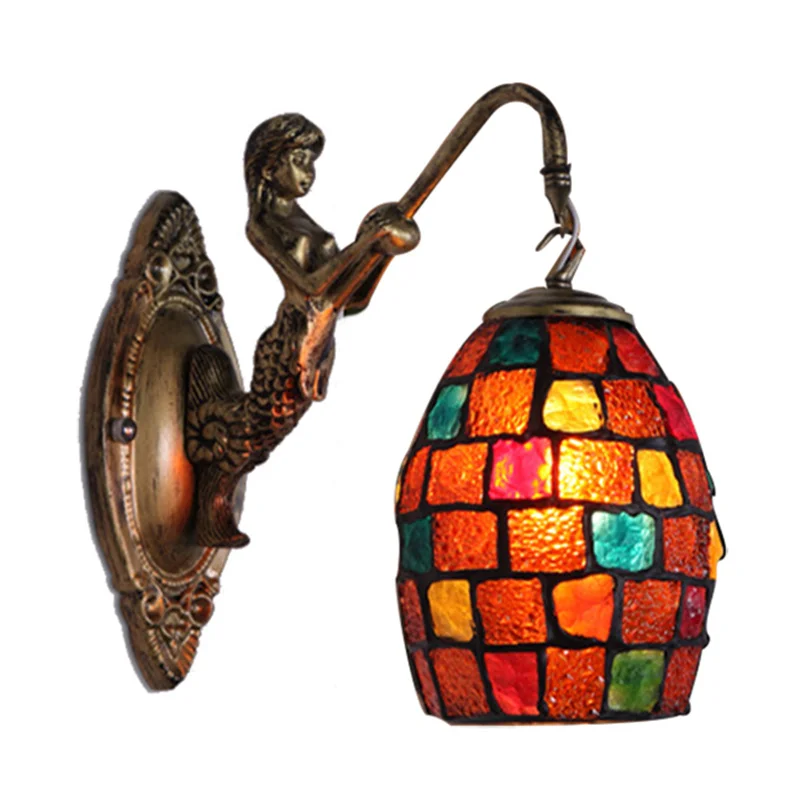 Moroccan Mosaic Wall Lamp Creative Handmade Stained Glass E27 Wall Light For Bedside Kitchen Corridor Balcony Interior Lighting