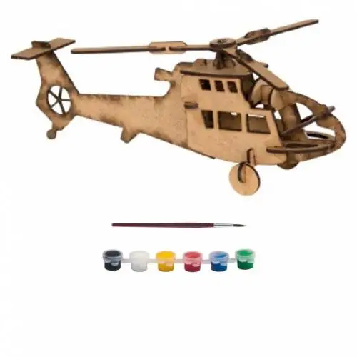 Деревянная игрушка JoyAndToys с рисунком вертолета набор для живописи 3D пазл