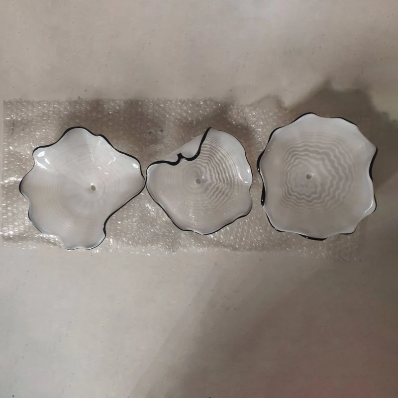현대 벽 마운트 행잉 플레이트 화이트 컬러 블랙 에지 월 아트 홈 인테리어, 무라노 유리 플래터 벽 보루
