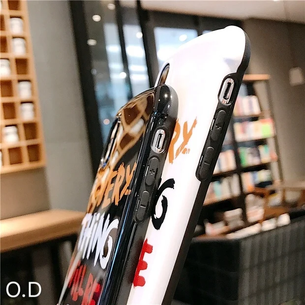 Изогнутая форма граффити с английскими буквами для iphone xs/max/xr мобильный корпус 8 plus/7 для пар и анти-падение мягкий