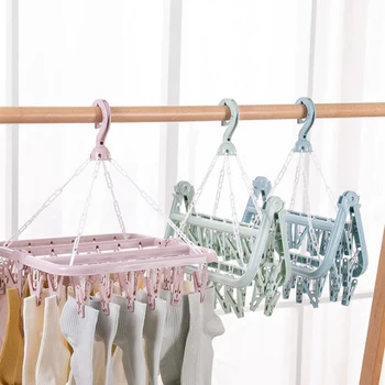 

Multi-Clip Drying Socks Hanger 32 Clip Plastic Bra Clothespin Household Clothes Hanger Inner Hanger Baby Clothes Hanger