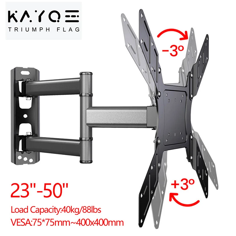 Montajes TV soporte para 23-pantalla plana de 55 pulgadas TVs hasta 88lbs de movimiento completo Pared de TV montaje giratorio articular ajuste MaxVESA 400x400mm