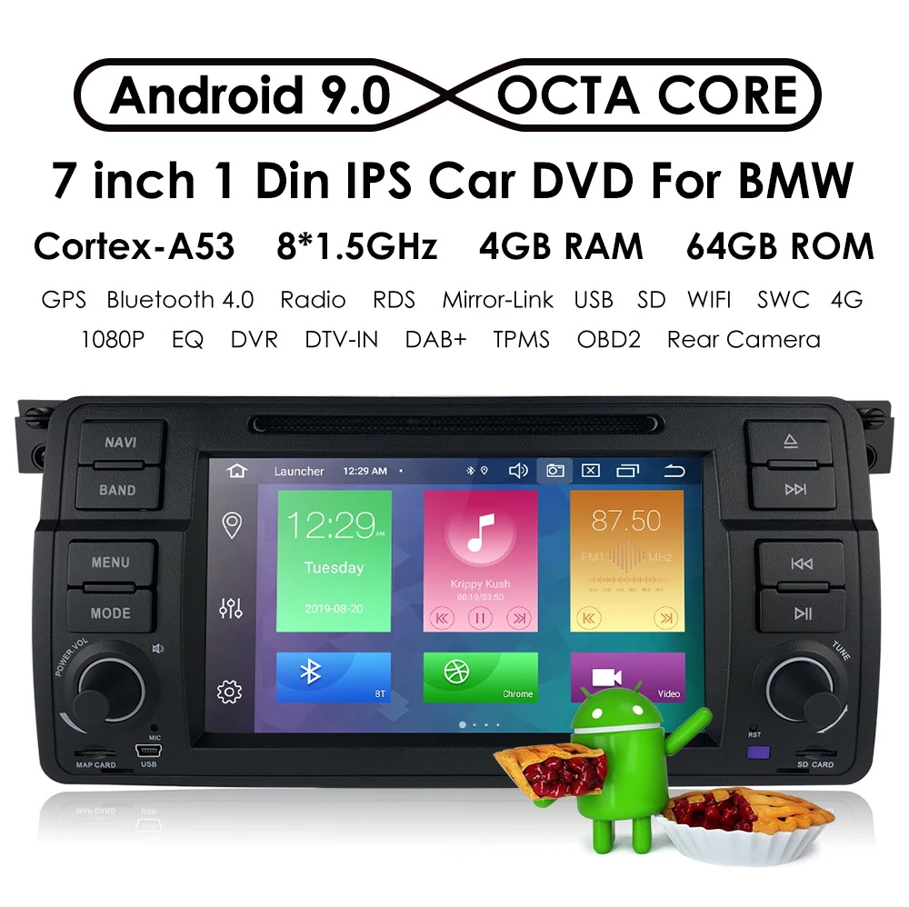 Ips DSP 8 ядерный 4+ 64G Android 9,0 автомобильный радиоприемник для BMW E46 M3 318i 320i 325i MirrorLink Авто Мультимедиа Стерео Navi RDS DVR SWC BT SD