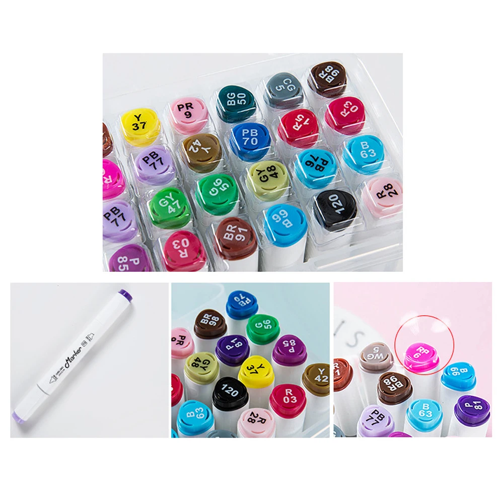 

Drawing Dual Head Marker Set Fade Proof Office Children 24 Colors Non Toxic School Paint Pen Gift Easy Apply Sketch Art