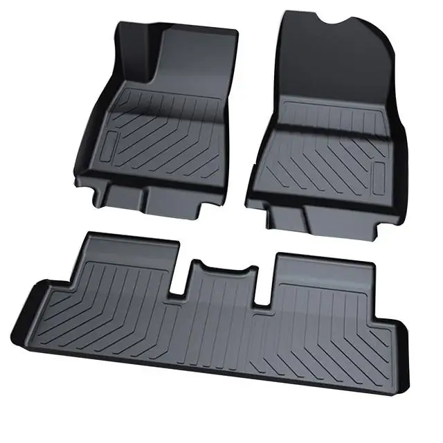 Audew For Tesla Model 3 TPO Front& Rear Black 3Pcs Car Floor Mat Custom Fit All-Weather Floor Carpet Cover Waterproof Durable - Название цвета: black