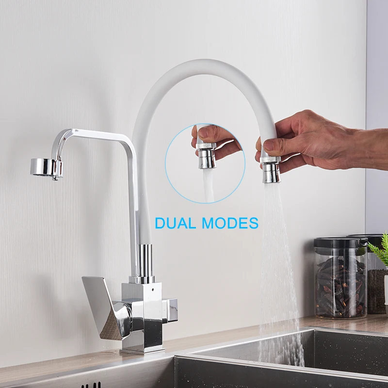 Filter Pure Water Kitchen Faucet Pull Down Purification Filtered Kitchen Faucets Crane Dual Handle Dual Spout Hot Cold Mixer Tap