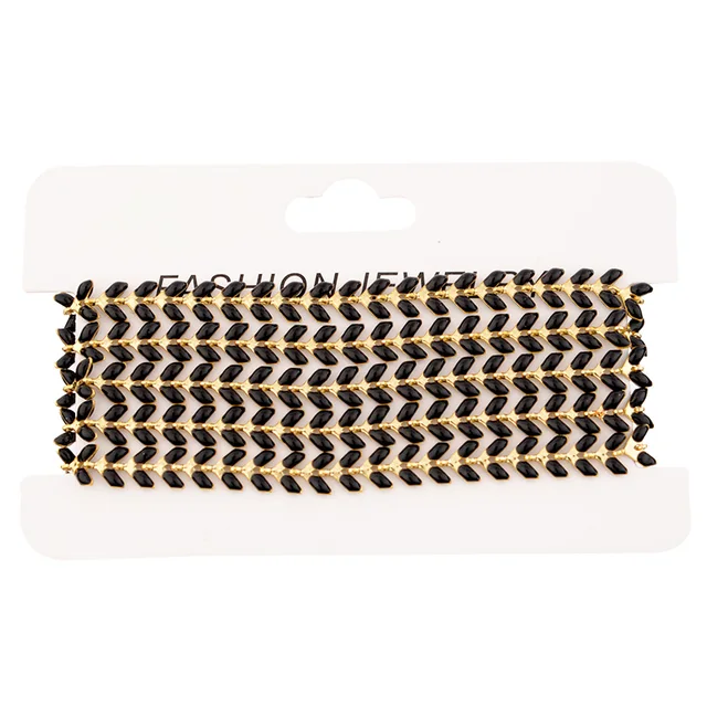 SAUVOO Oil Drop Wheat Shape Link Chains Necklace Gold Copper Chain Design Jewelry Accessories/Jewelry Findings & Components black