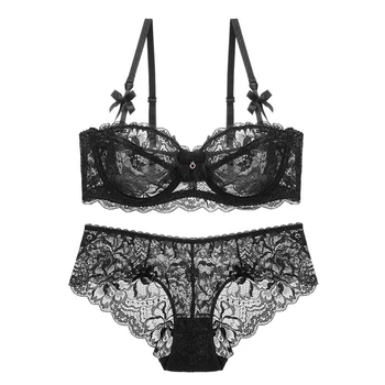 

Women's sexy underwear, sexy lace gather bra, ultra-thin ladies half cup comfortable, breathable and supportive bra set WT056