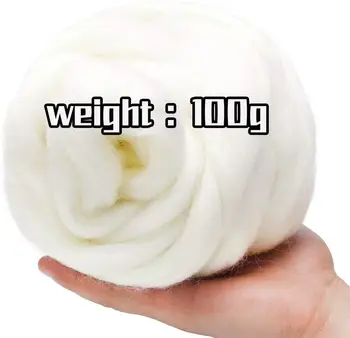 

KAOBUY -White 3.53oz Wool Roving Yarn, 100% Pure Wool, Spinning Wool Roving For Needle Felting Wet Felting DIY