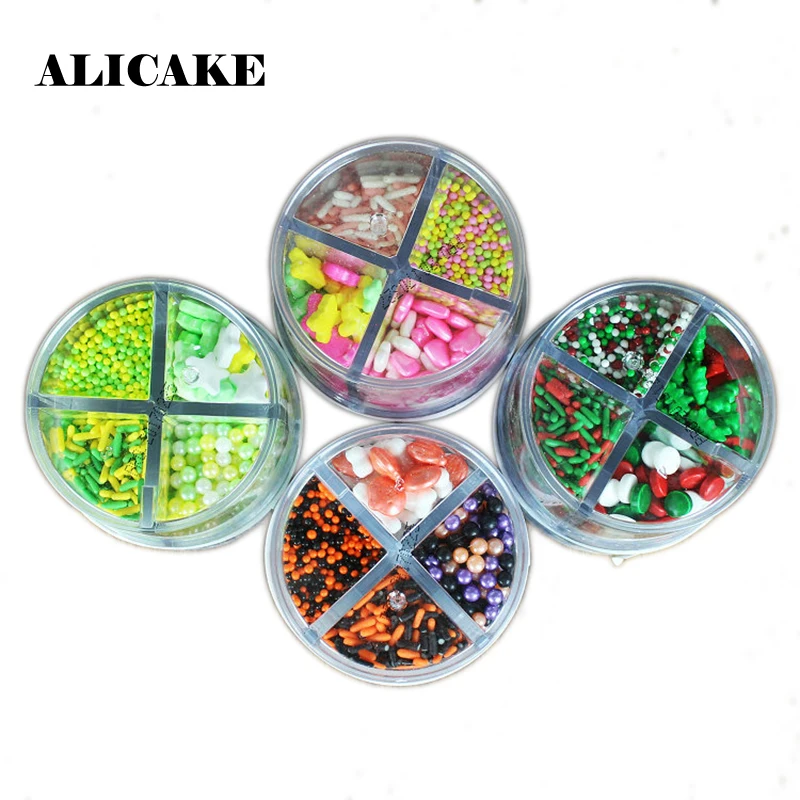 4 In 1 Mix Design Christmas Sprinkle Cake Decorating Tools Baking Bakery Pastry Tools Halloween Candy Sprinkles 85g Sugar Candy