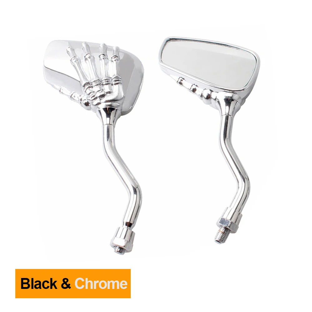 Kongqiabona-UK Motorcycle Rearview Side Mirror Skeleton Skull Hand Chrome for Universal Rearview Mirror Reversing Mirror Reflector