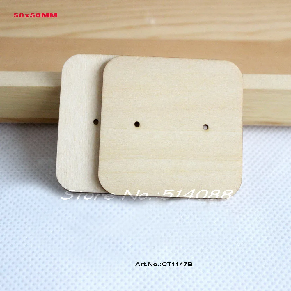 

(20pcs/lot) NaturalHight quality Wooden Earring Display Jewelry Label Display Jewelry Holder Blank Square Shape-CT1147