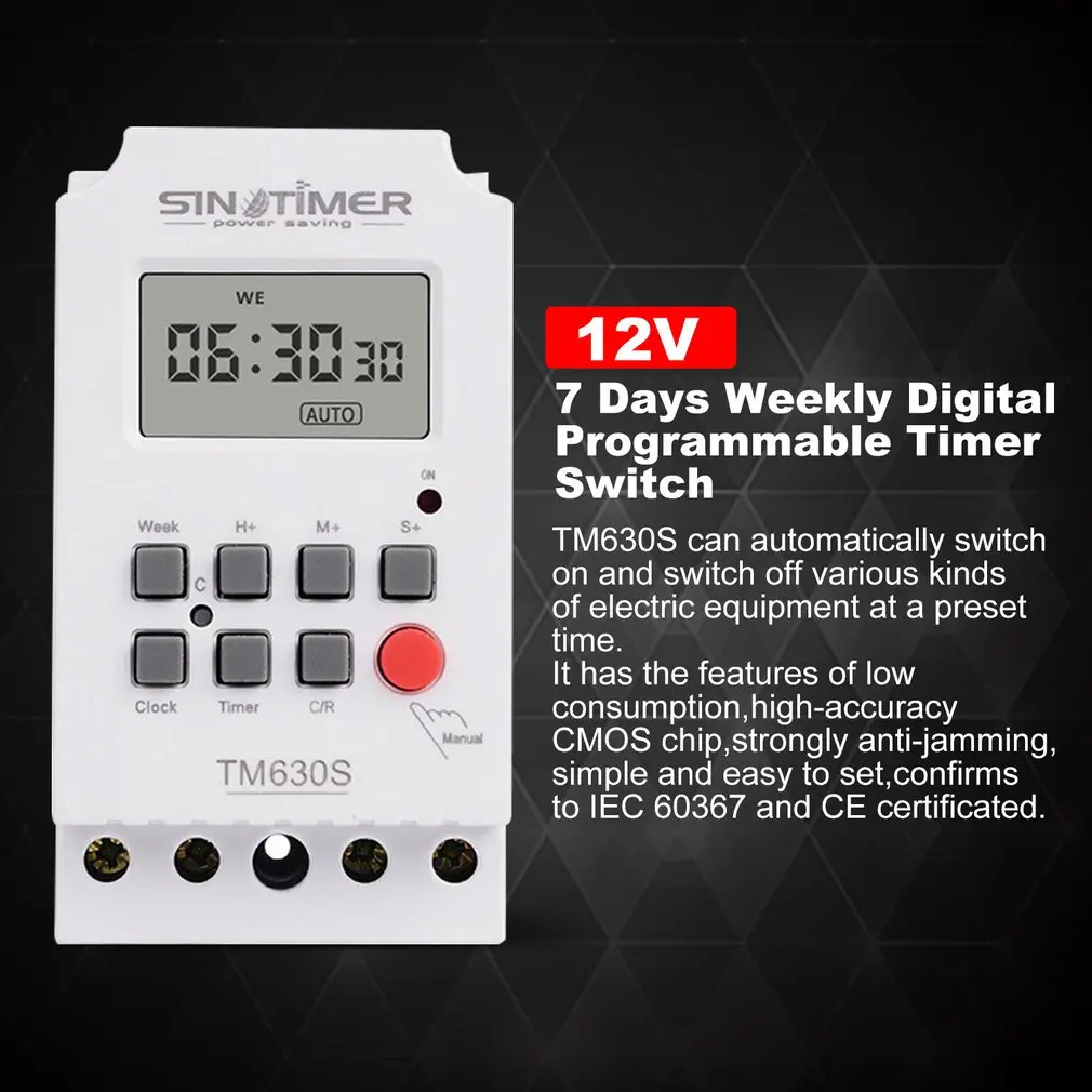 SINOTIMER TM630S-2 7 дней в неделю ЖК-цифровой программируемый таймер с интервалом 1 секунда мощность прямой выход