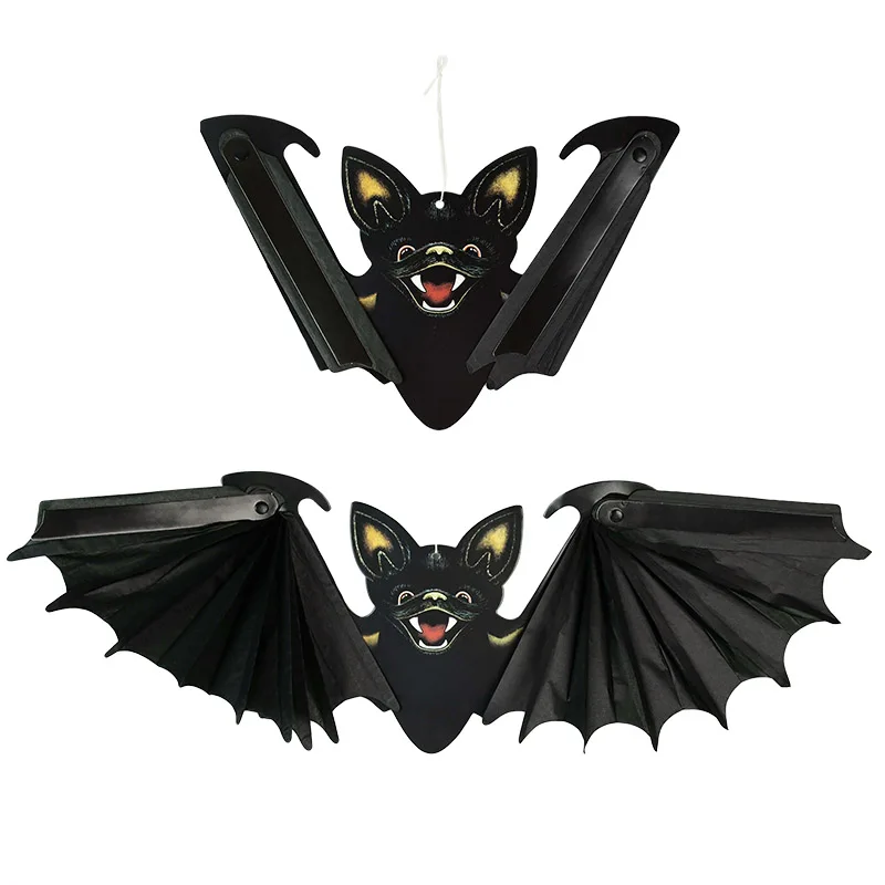 

1/2pcs Halloween Paper Bat Hanging Ornament Scene Props for Halloween Decoration Festival Theme Party Bar Haunted House Decor