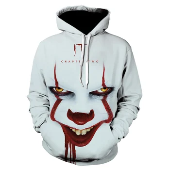 

IT Chapter Two 3D Printed Hooded Sweatshirts Funny Clown Thriller Terrorist Movie Pullover Men Hip Hop Casual Oversized Hoodies