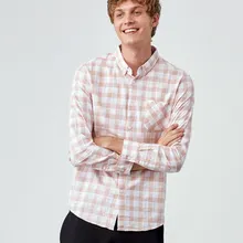 SEMIR мужская клетчатая рубашка, мягкая хлопковая рубашка с отложным воротником, Мужская модная рубашка с зауженной талией на весну