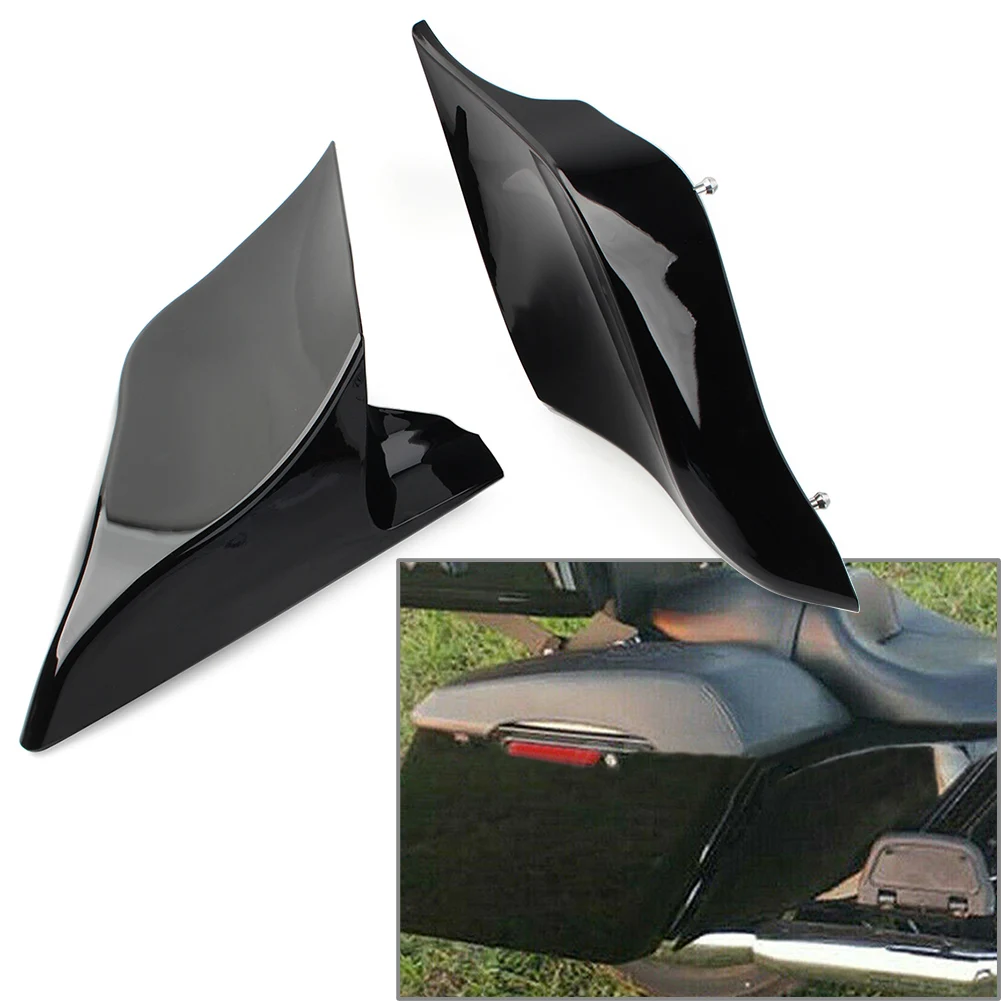 

2X Gloss Black Motorcycle Extended Side Battery Cover For Harley Touring Street Road Glide 2009 2010 2011 2012 2013 ABS Plastic