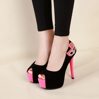 

2019 new ultra-high fine sexy color matching waterproof platform fish mouth Korean single shoes women