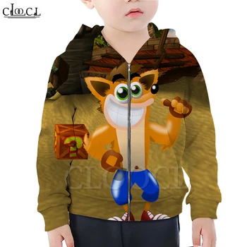 

CLOOCL Kids Games Crash Bandicoot Zipper Hoodies Boy Girl 3D Print Children's Hoodie Sweatshirt Harajuku Streetwear Tops