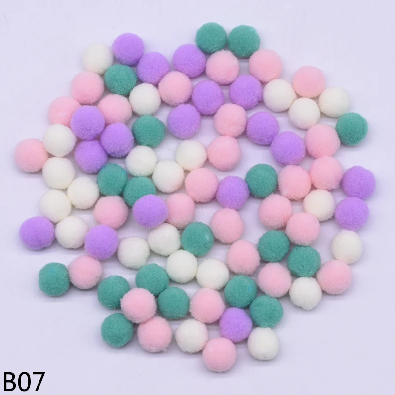 100pcs 15/20/25mm Fluffy Soft Pompom Ball DIY Handmade Kid Toy Doll Garment Sewing Material Color Pom Poms Decor Supplies Crafts