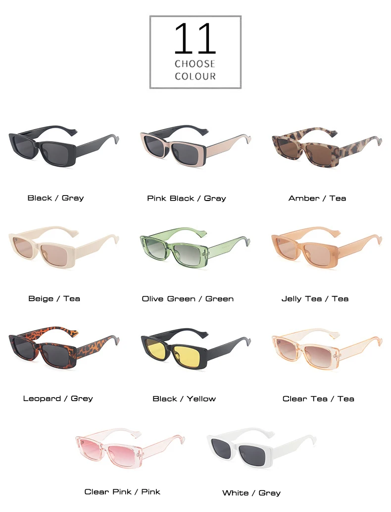 SO&EI Retro Small Rectangle Sunglasses Women Ins Popular Fashion Candy Color Eyewear Men Square Sun Glasses Shades UV400 fashion sunglasses