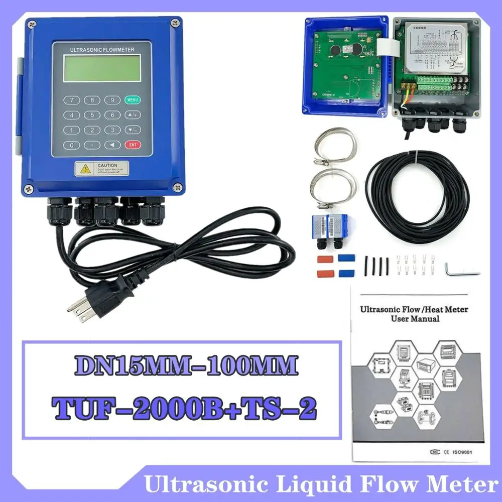 

New RS485 Ultrasonic Liquid Flow Meter TUF-2000B Digital Flowmeter DN15mm-100mm
