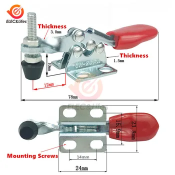 

2Pcs GH-201A Horizontal Toggle Clamp Quick-Release Toggle Clamps Set 27KG Vertical Toggle Clamp Hand Clip Tool