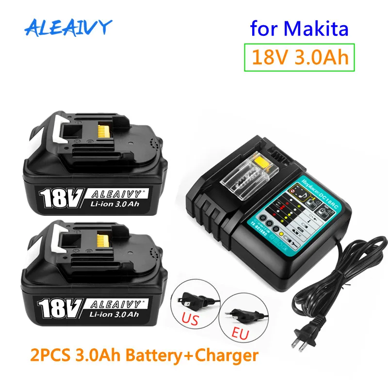 Li-ion Battery 6.0AH 18V for Makita BL1850 LXT BL1830 BL1840 BL1860 or EU Charger 