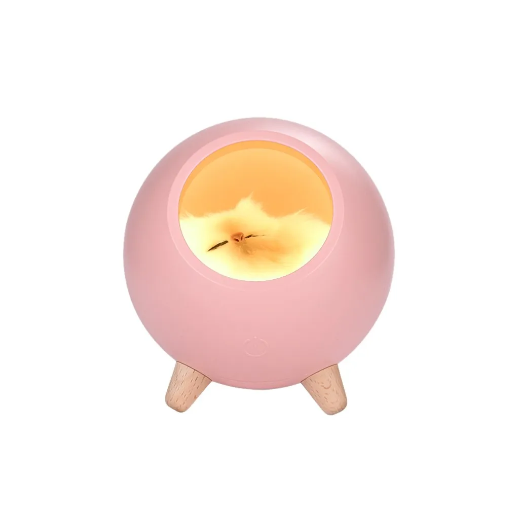 Pink Кошка домашнее животное Ambience лампа usb зарядка милый мультфильм Мини светодиодный ночник - Испускаемый цвет: Pink
